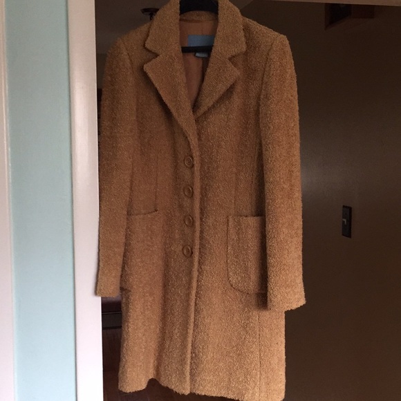 Nine West Long Camel Colored Boucle Coat - Picture 1 of 8